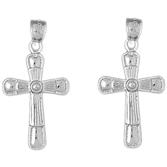 14K or 18K Gold 31mm Latin Cross Earrings