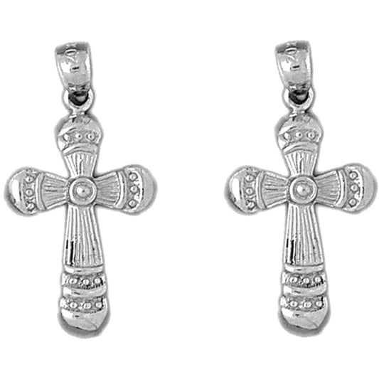 14K or 18K Gold 31mm Latin Cross Earrings