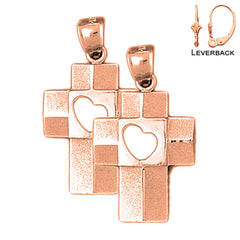 Pendientes Cruz Corazón Oro 14K o 18K