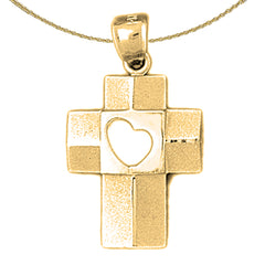 10K, 14K or 18K Gold Heart Cross Pendant