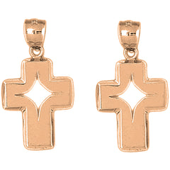 14K or 18K Gold 32mm Latin Cross Earrings