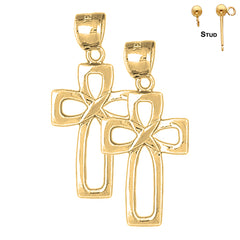 14K or 18K Gold Latin Cross Earrings