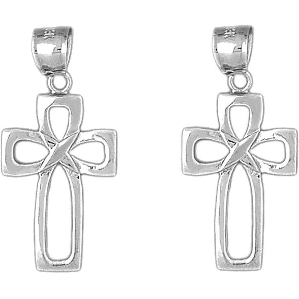 14K or 18K Gold 35mm Latin Cross Earrings