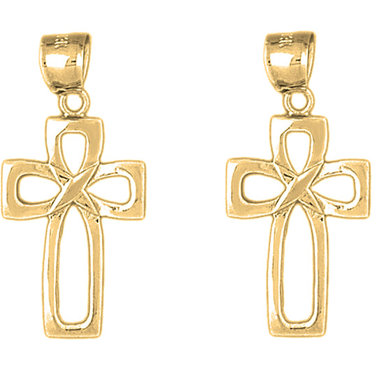 14K or 18K Gold 35mm Latin Cross Earrings