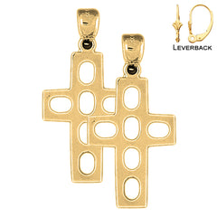 Pendientes de cruz latina de plata de ley de 36 mm (chapados en oro blanco o amarillo)