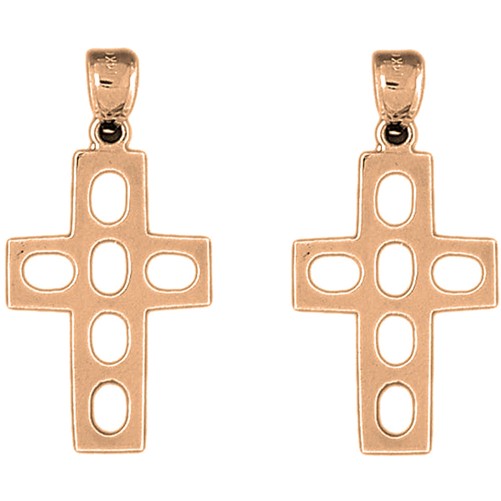 14K or 18K Gold 36mm Latin Cross Earrings