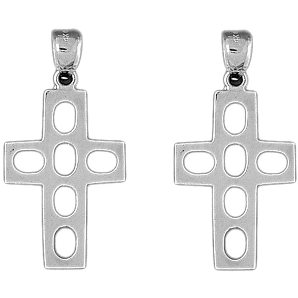 Sterling Silver 36mm Latin Cross Earrings