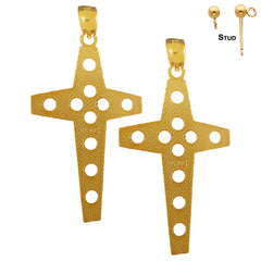 Sterling Silver 40mm Latin Cross Earrings (White or Yellow Gold Plated)