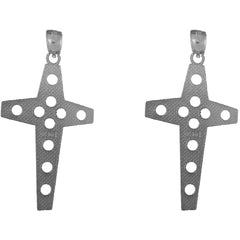 Sterling Silver 40mm Latin Cross Earrings