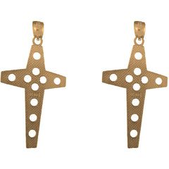 Yellow Gold-plated Silver 40mm Latin Cross Earrings