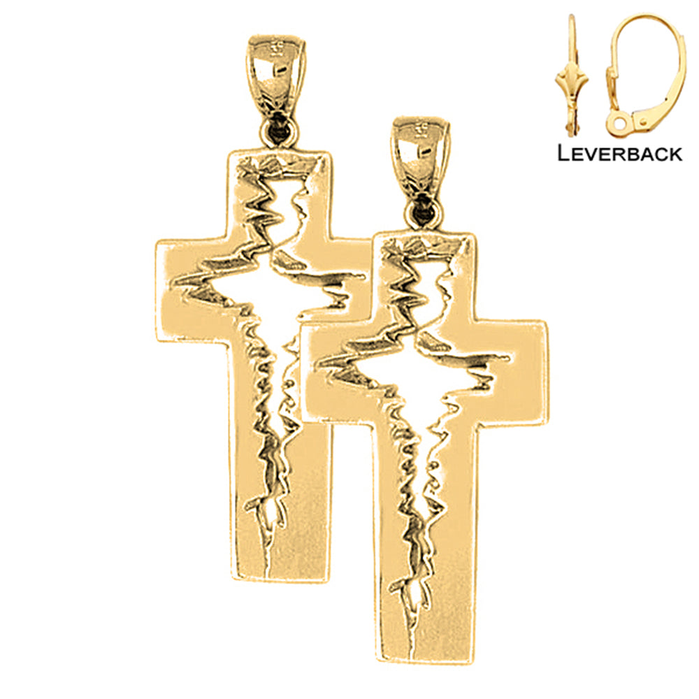 14K or 18K Gold Latin Cross Earrings