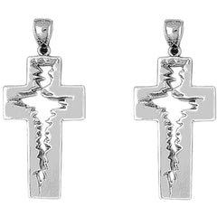 Sterling Silver 44mm Latin Cross Earrings