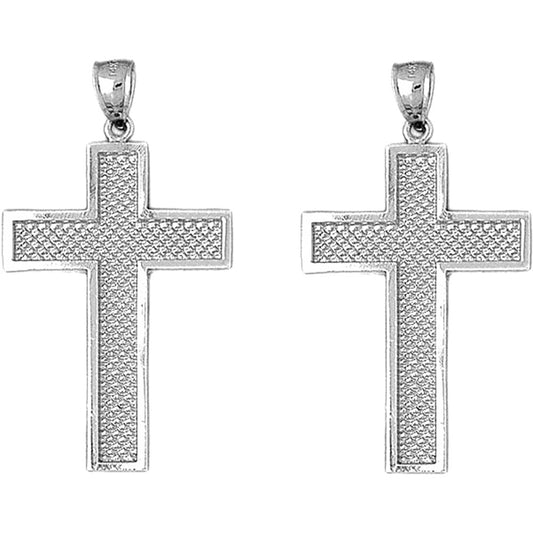 Sterling Silver 46mm Latin Cross Earrings