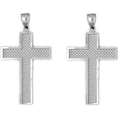 Sterling Silver 46mm Latin Cross Earrings