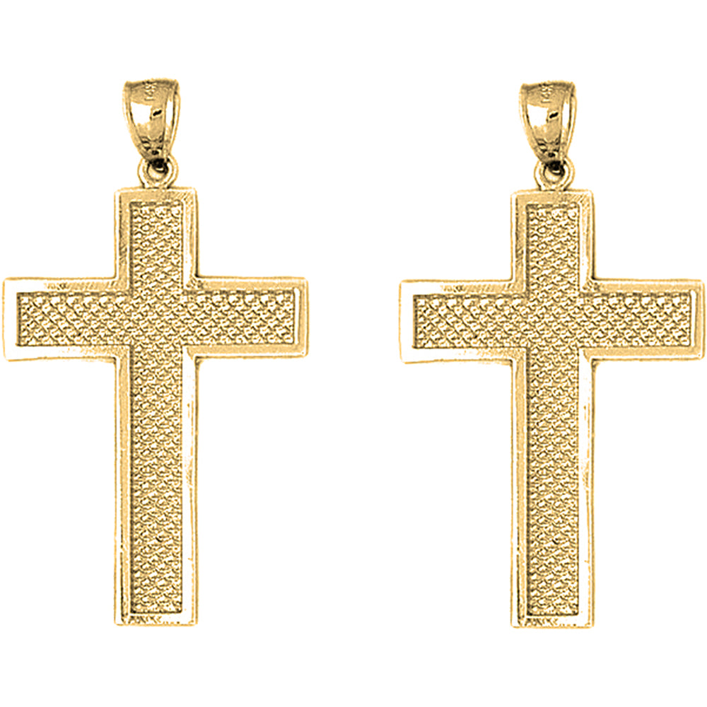 14K or 18K Gold 46mm Latin Cross Earrings