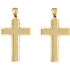 Yellow Gold-plated Silver 46mm Latin Cross Earrings