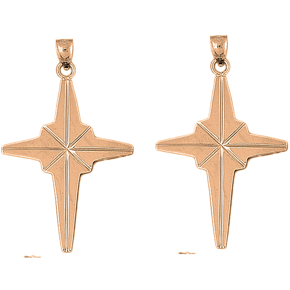 14K or 18K Gold 55mm Cross Earrings