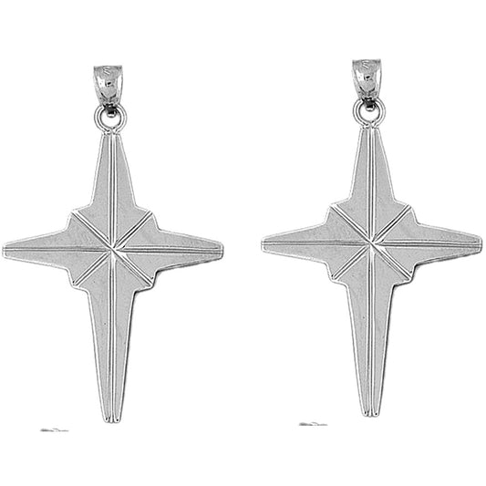 Sterling Silver 55mm Cross Earrings