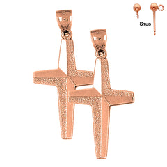 14K or 18K Gold Gyronny Cross Earrings