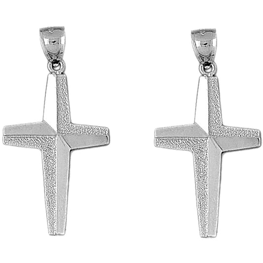 Sterling Silver 43mm Gyronny Cross Earrings
