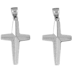 Sterling Silver 43mm Gyronny Cross Earrings