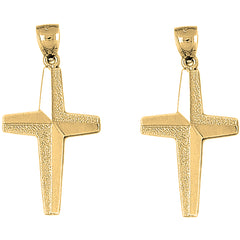 Yellow Gold-plated Silver 43mm Gyronny Cross Earrings