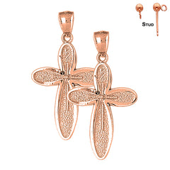 14K or 18K Gold Latin Cross Earrings