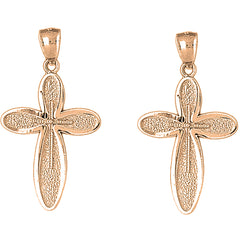 14K or 18K Gold 43mm Latin Cross Earrings