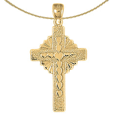 10K, 14K oder 18K Gold Herz &amp; Glory Kreuz Anhänger