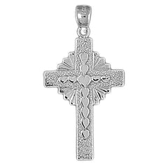 10K, 14K or 18K Gold Hearts & Glory Cross Pendant