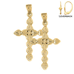 Sterling Silver 39mm Cross Earrings (White or Yellow Gold Plated)