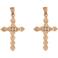 14K or 18K Gold 39mm Cross Earrings