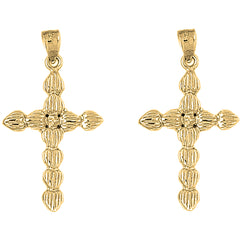 Yellow Gold-plated Silver 39mm Cross Earrings
