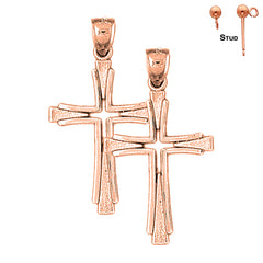 14K or 18K Gold Latin Cross Earrings