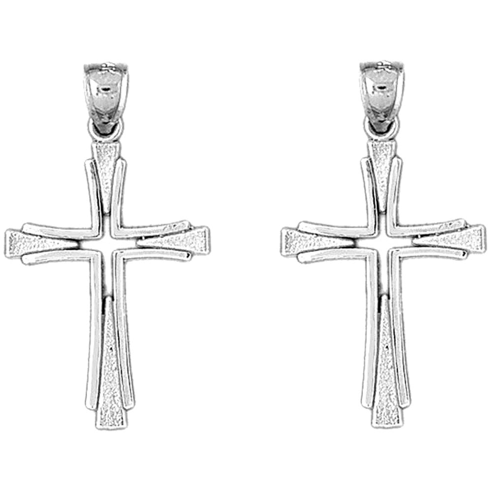 14K or 18K Gold 37mm Latin Cross Earrings