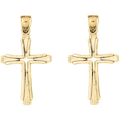 14K or 18K Gold 37mm Latin Cross Earrings