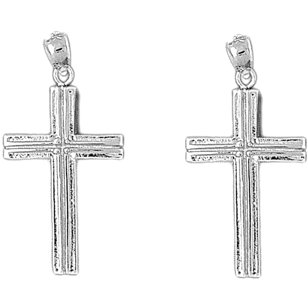 Sterling Silver 35mm Latin Cross Earrings