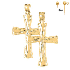 Pendientes de plata de ley con cruz latina de 49 mm (chapados en oro blanco o amarillo)