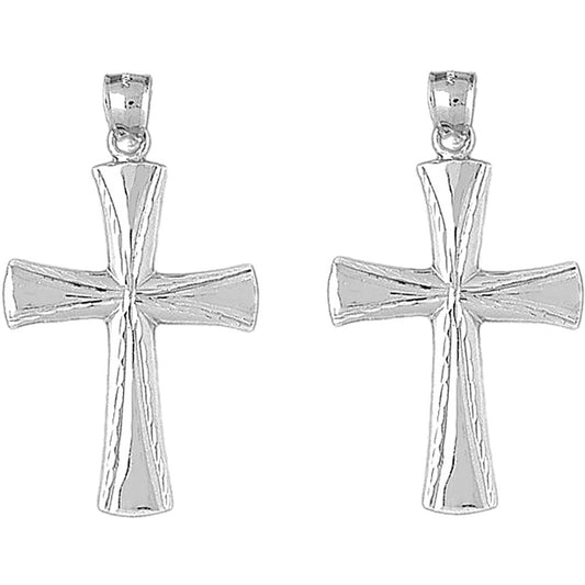Sterling Silver 49mm Latin Cross Earrings