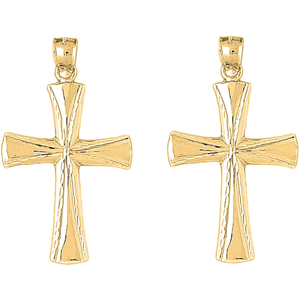 14K or 18K Gold 49mm Latin Cross Earrings