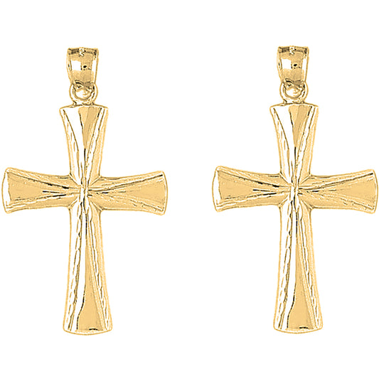 Yellow Gold-plated Silver 49mm Latin Cross Earrings
