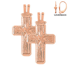 14K or 18K Gold Roped Cross Earrings