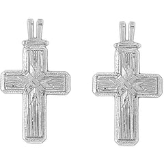 Sterling Silver 39mm Roped Cross Earrings