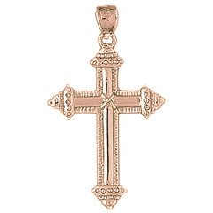 10K, 14K or 18K Gold Roped Cross Pendant