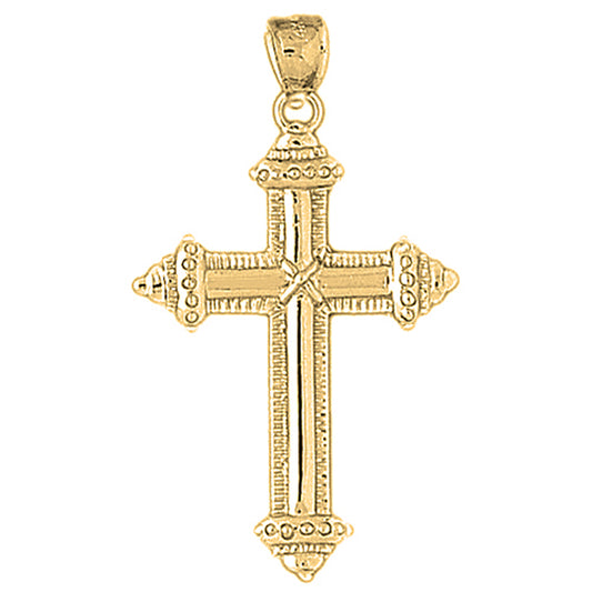 10K, 14K or 18K Gold Roped Cross Pendant