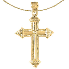 10K, 14K or 18K Gold Roped Cross Pendant