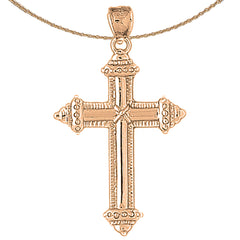 10K, 14K or 18K Gold Roped Cross Pendant