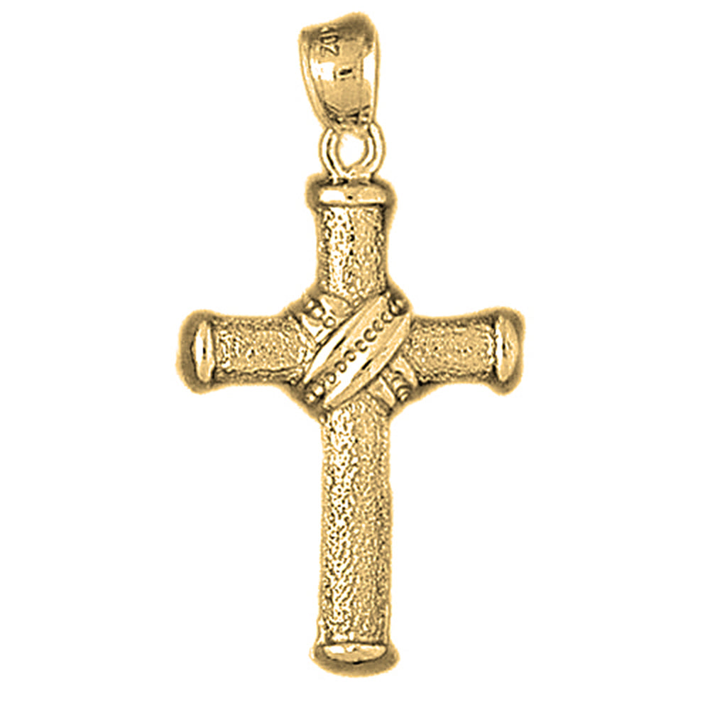 10K, 14K or 18K Gold Roped Cross Pendant