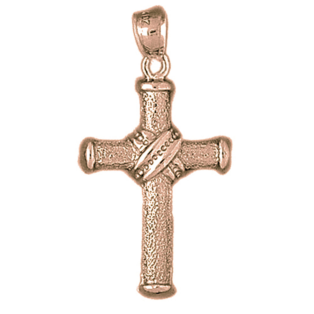 10K, 14K or 18K Gold Roped Cross Pendant