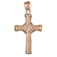 10K, 14K or 18K Gold Roped Cross Pendant